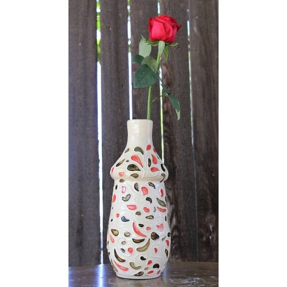 Handmade Ceramic Multicolor Bottle Contemporary Organic Piece Decorative Vase - Picture 1 of 9